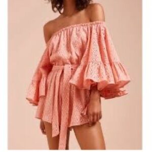 C/MEO Collective Sherbet Lace Runways Playsuit Romper Peach -Size Small
